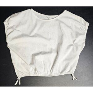 ZARA GIRLS 10 WHITE BOXY SLIT ELASTIC TIE BOTTOM CAP SLEEVE SHORT BASIC TOP TEE